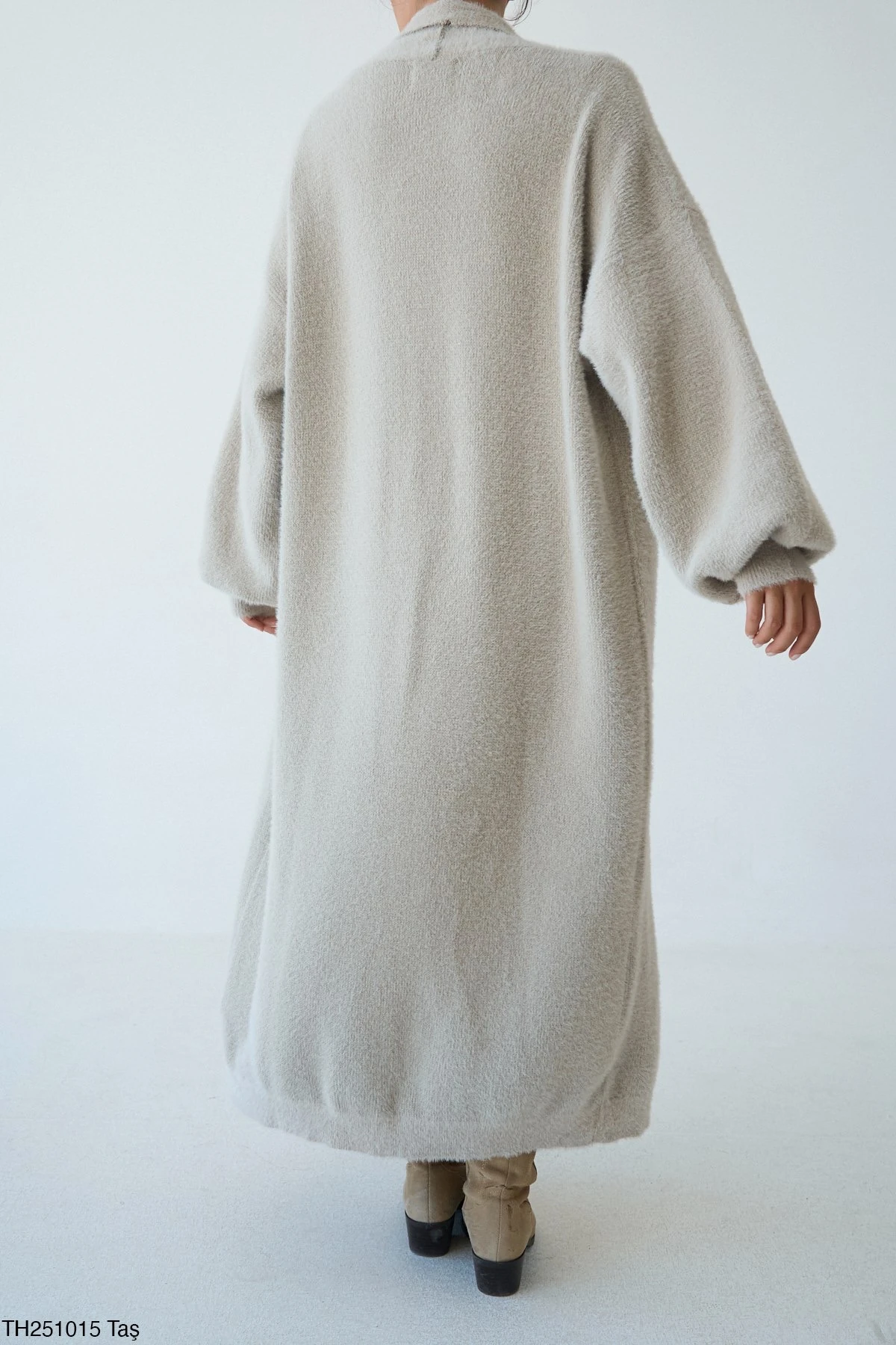 Premium Seri Uzun Yumoş Hırka B4909 - vizon