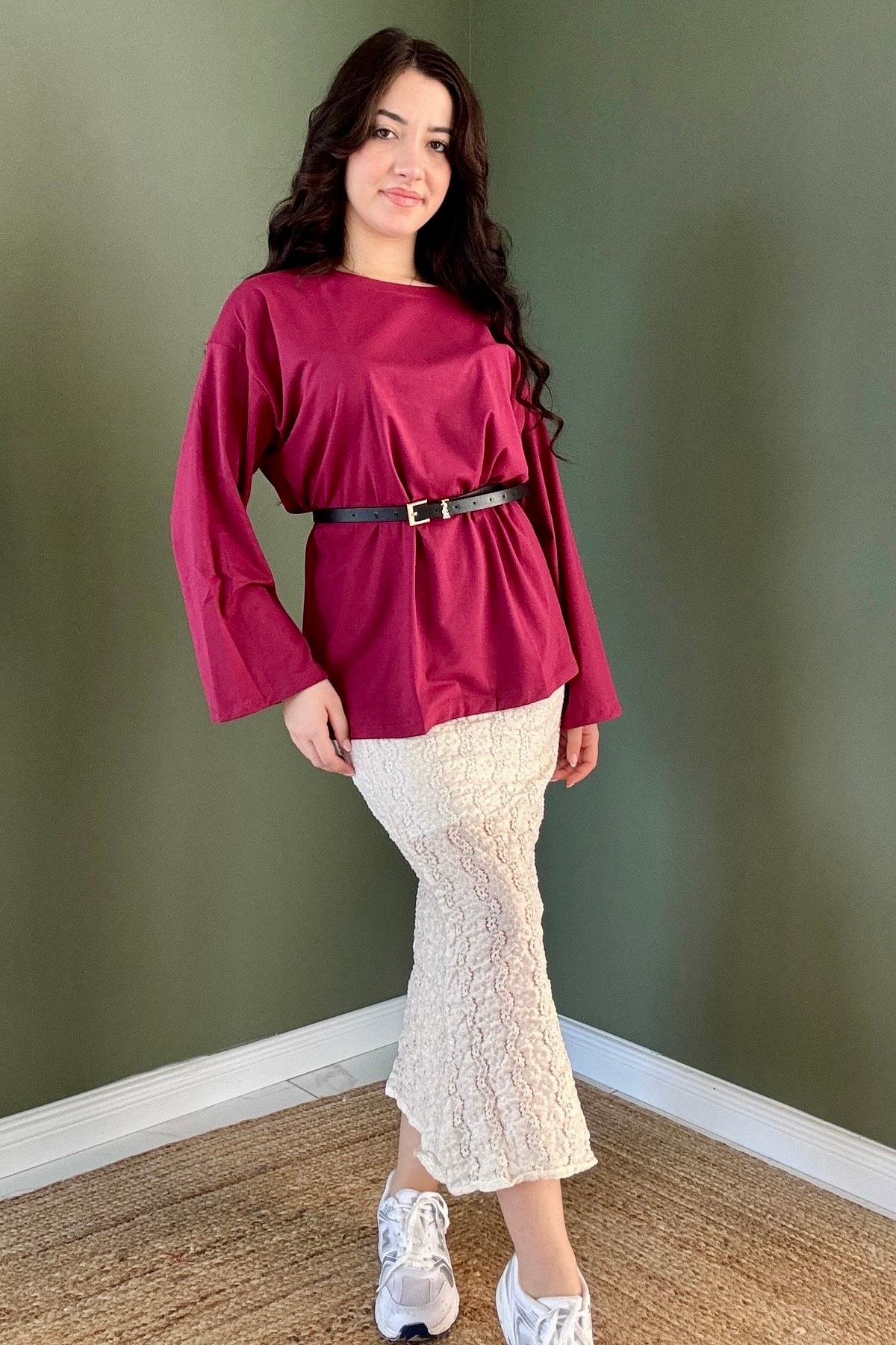 Uzun Dantel Etek (Astarlı) D2756