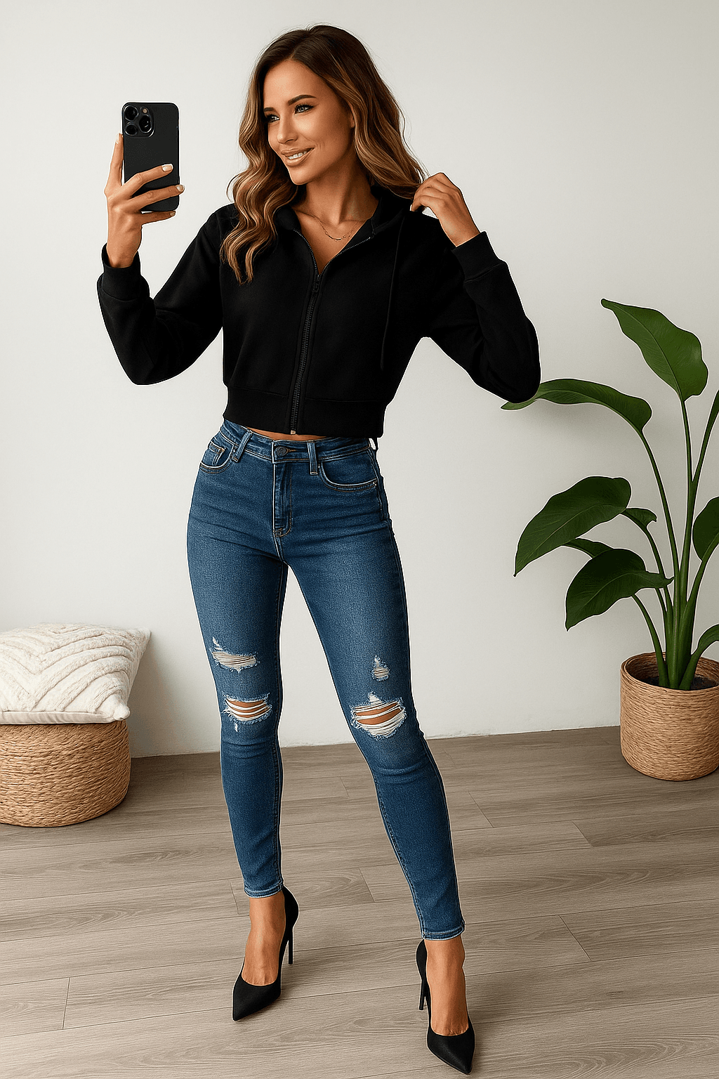 Üç İplik Puff Polarlı Kalın Sweatshirt R6090