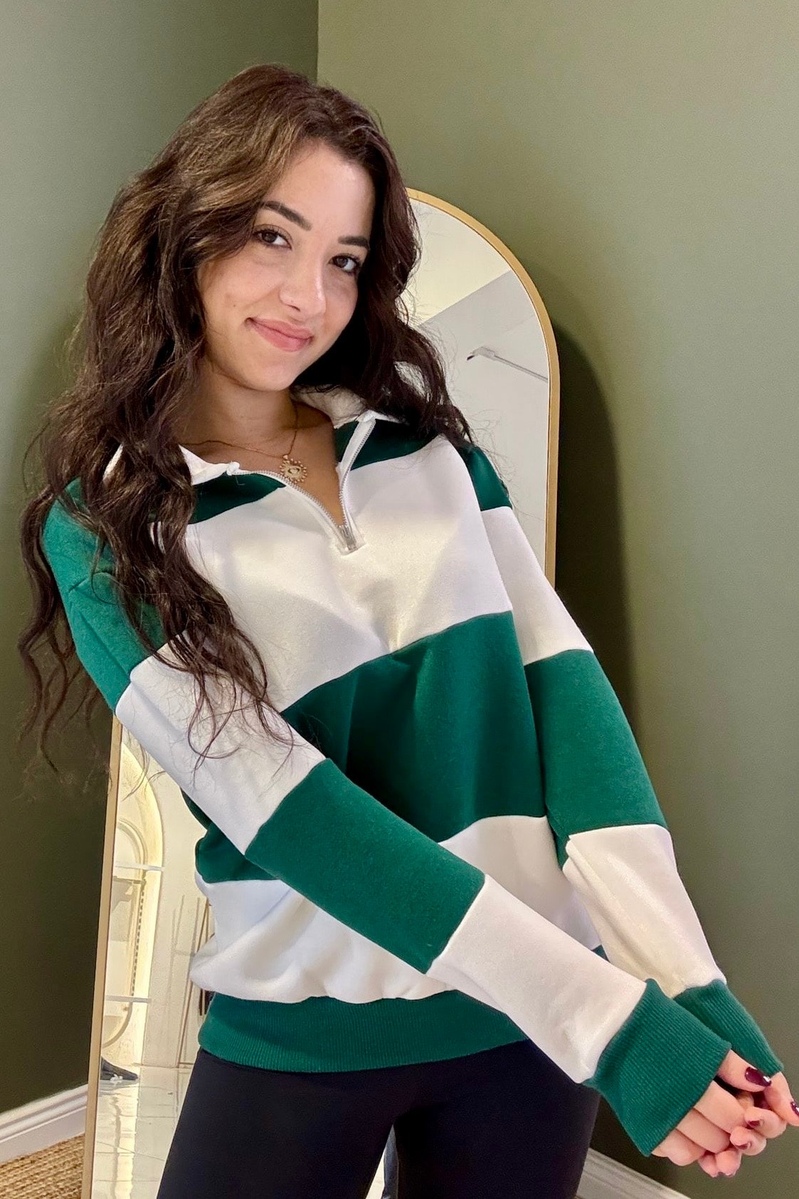 Kalın Çizgili Marin Sweatshirt M3641 - yeşil