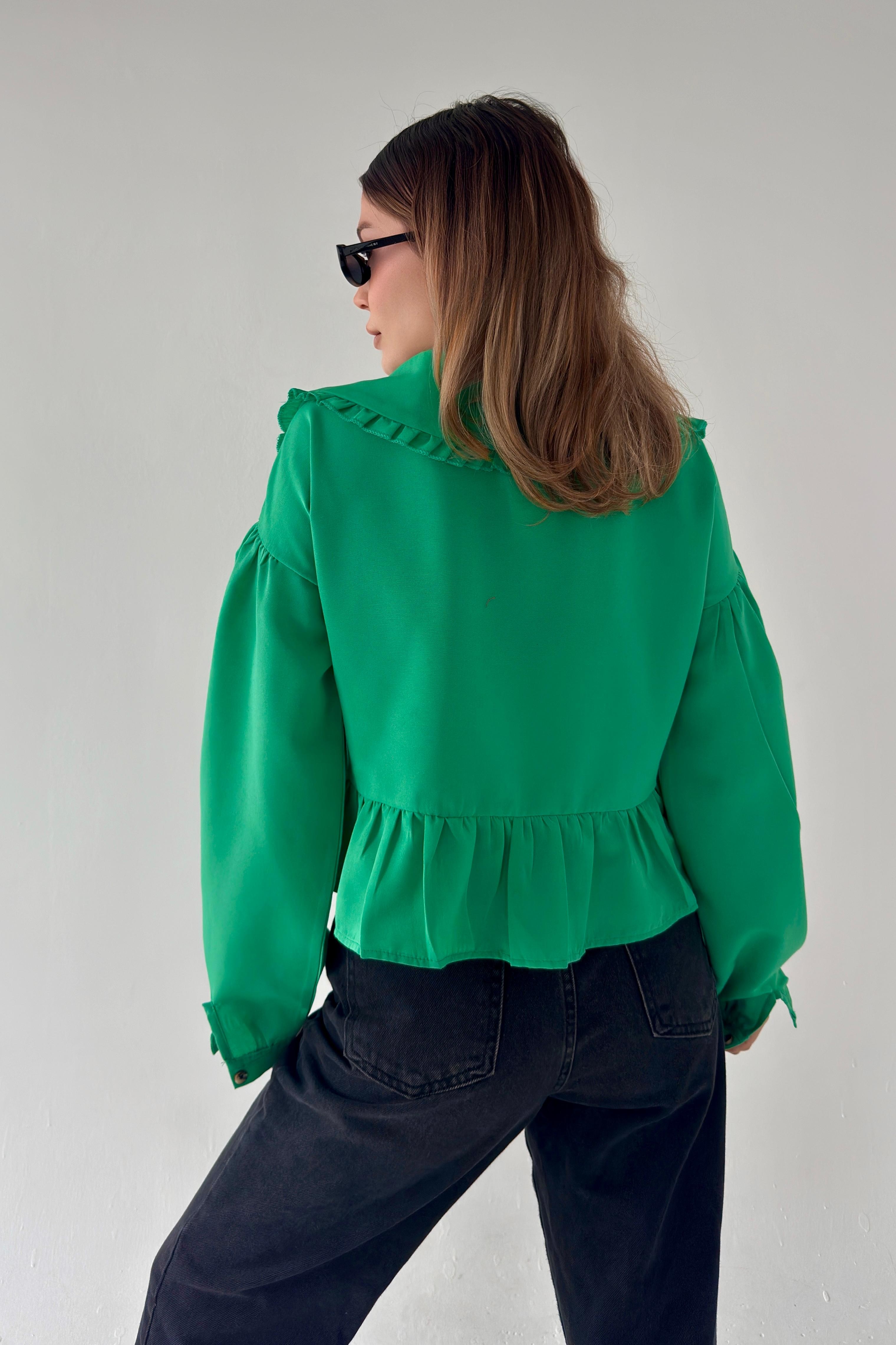 Bebe Yaka Önden Bağlamalı Pinterest Gömlek PN0X90 - YEŞİL