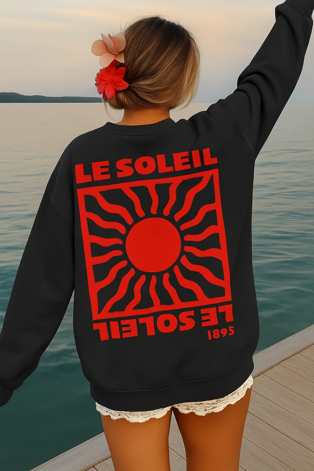 Le Soleil Puff Sweatshirt S6757 - siyah