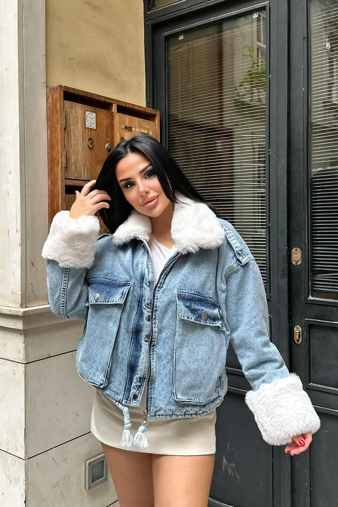 Kürklü Kot Mont M5008 - mavi