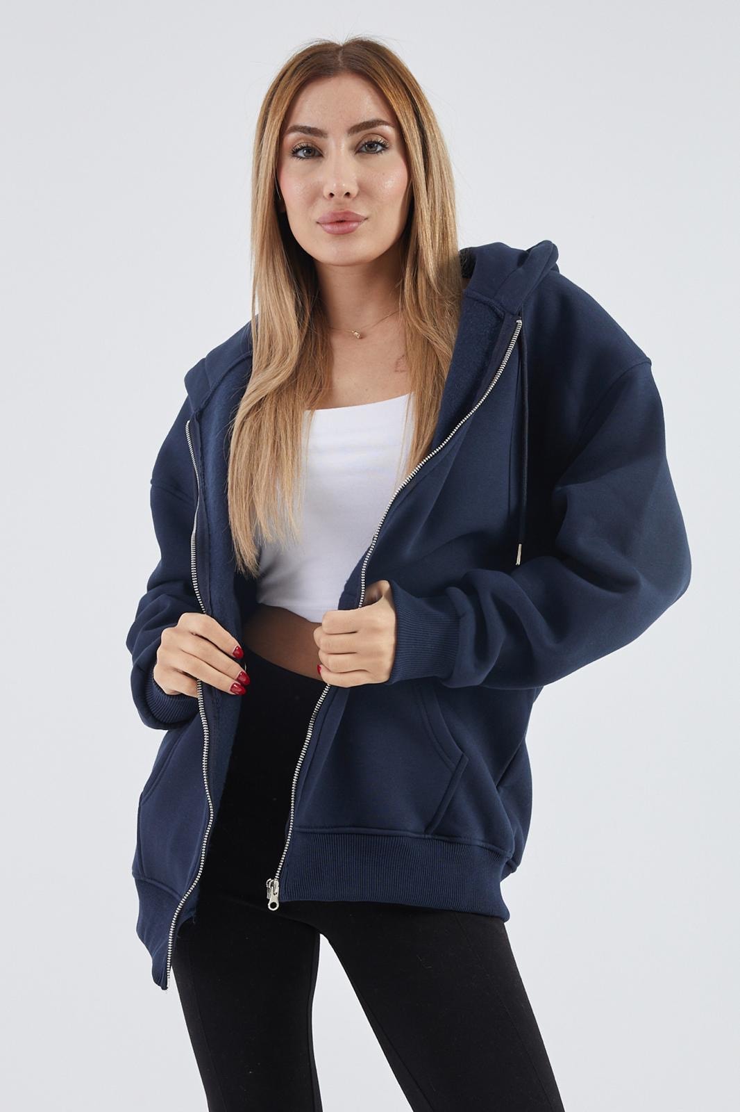 İçi Polarlı Kalın Sweatshirt ZN4545 - lacivert