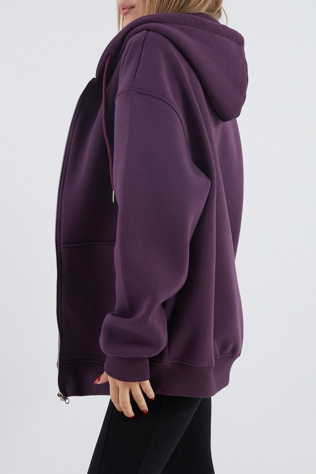 İçi Polarlı Kalın Sweatshirt ZN4545 - mor