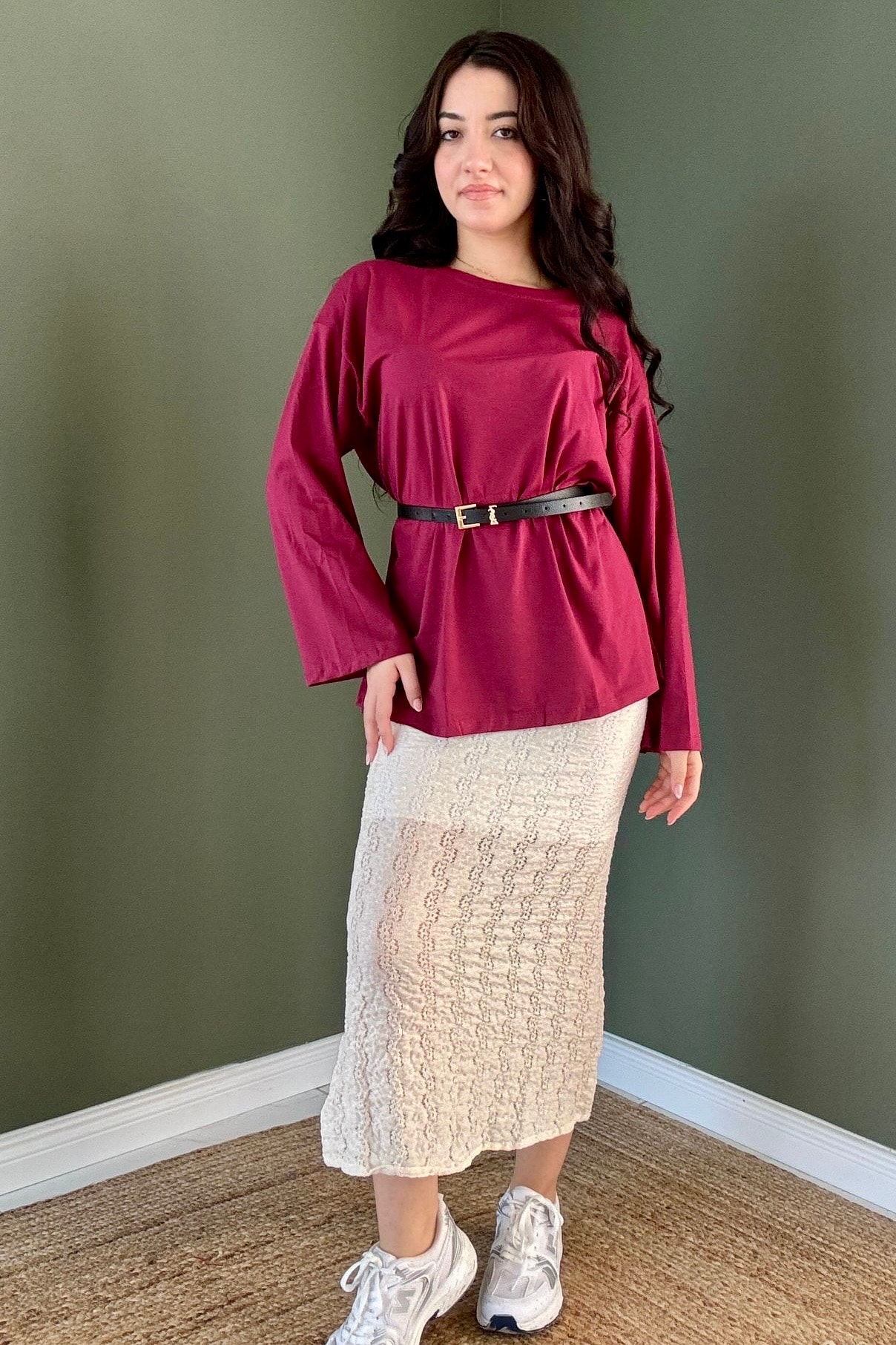 Uzun Dantel Etek (Astarlı) D2756 - krem