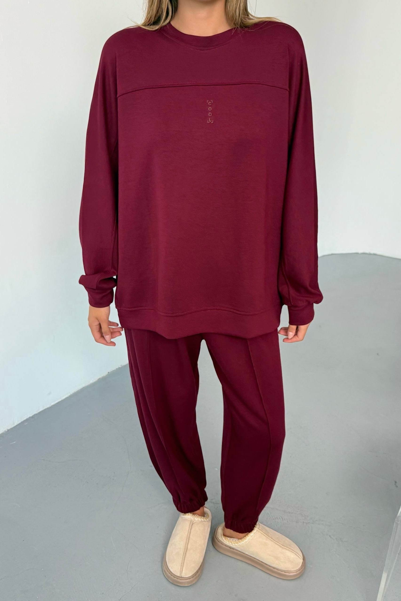 Oys Kalite Modal Takım (Kalçayı Kapatır) P8788 - bordo