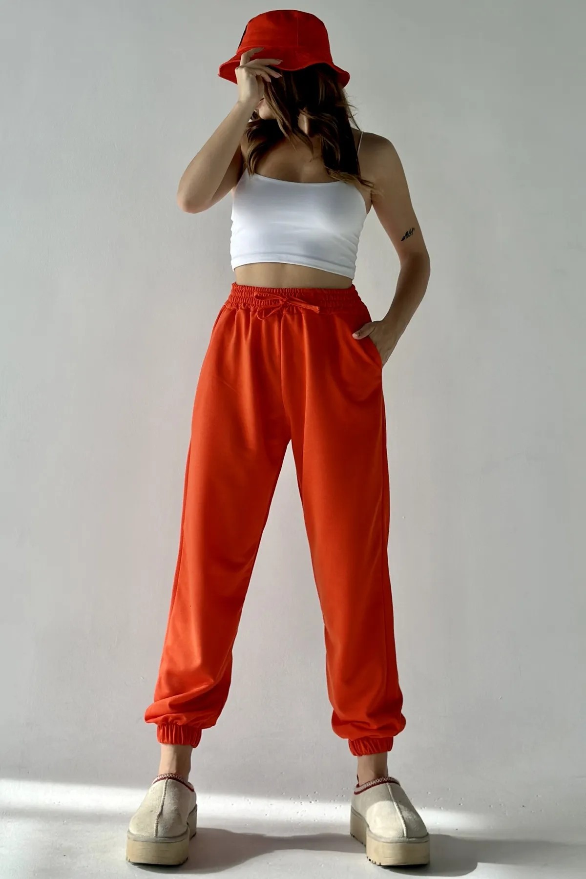 Soft Touch Penye Jogger TS9926 - turuncu