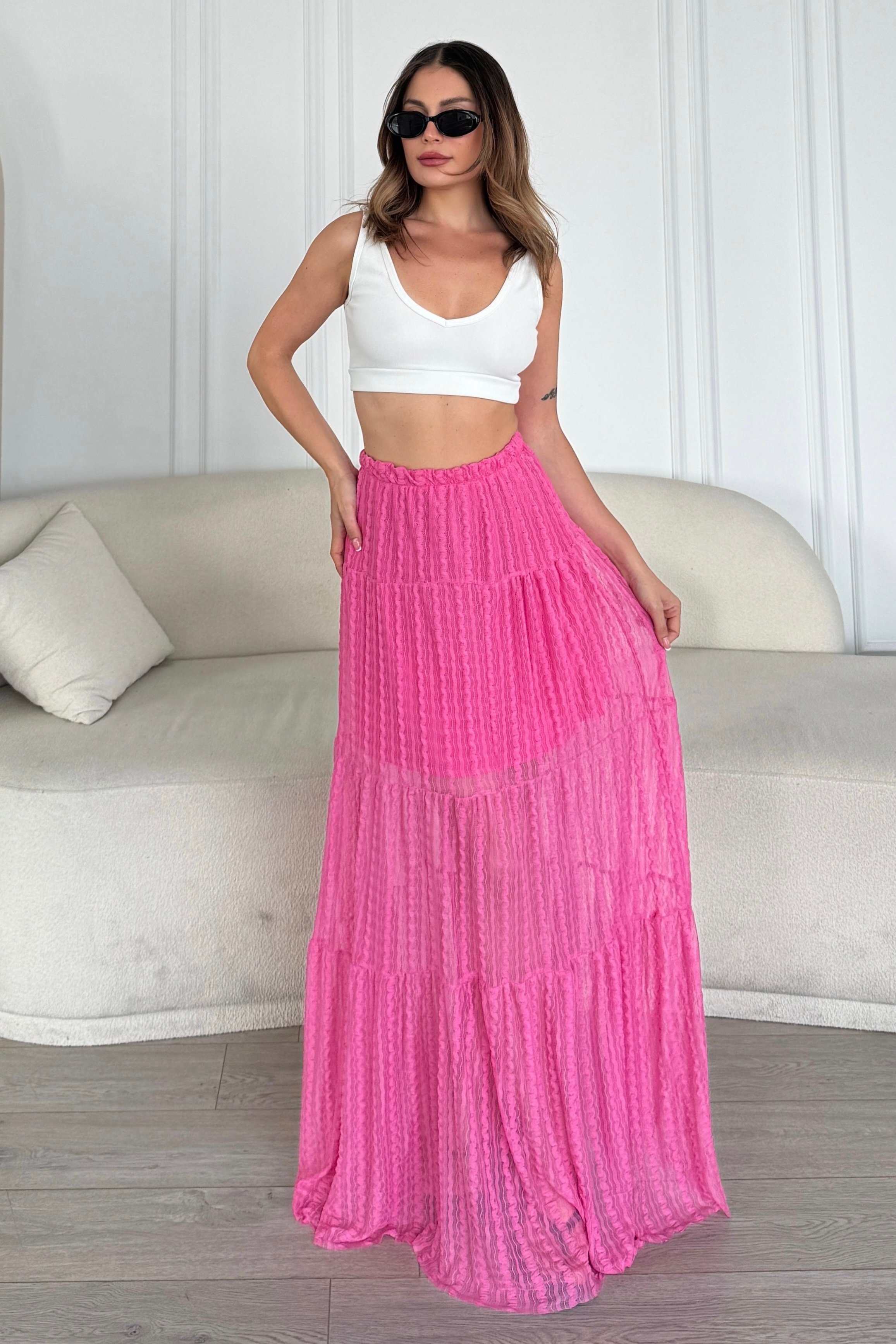 Maxi Boy Dantel Etek (Astarlı) HT1033 - pembe