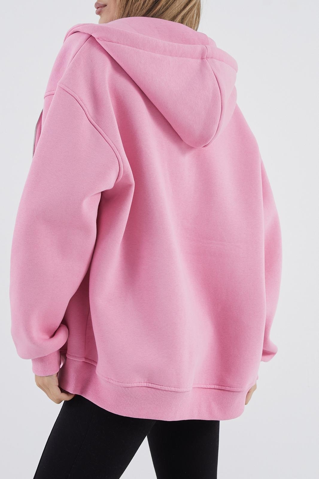 İçi Polarlı Kalın Sweatshirt ZN4545 - pembe