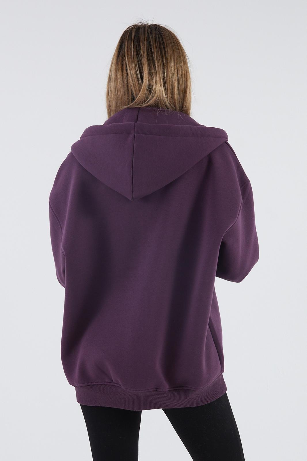 İçi Polarlı Kalın Sweatshirt ZN4545 - mor