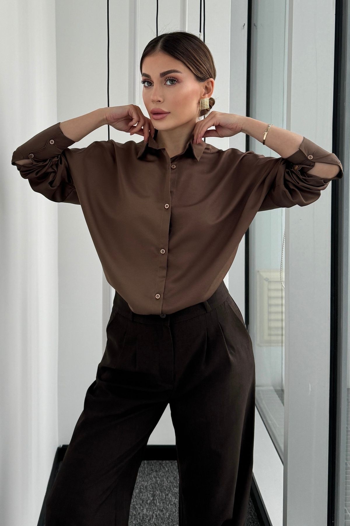 Pamuk Saten Basic Gömlek 5515N