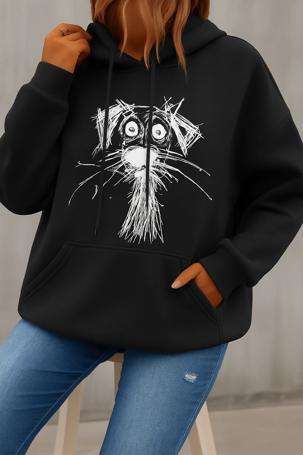 Goffy Baskılı Sweatshirt G2949 - siyah