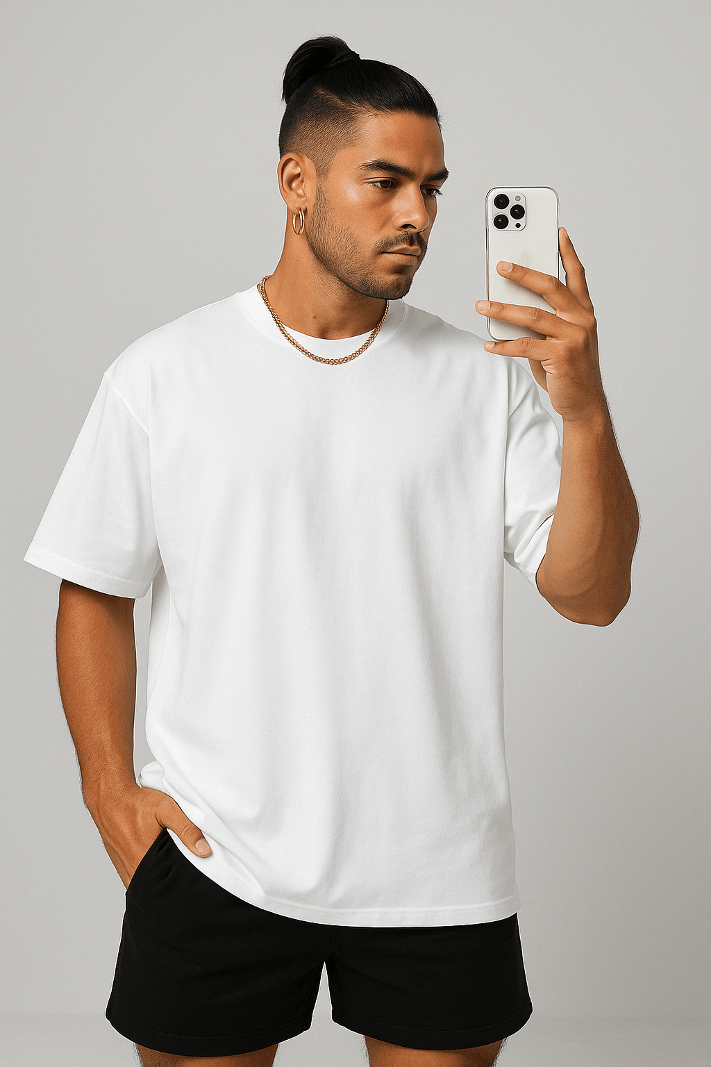 Erkek Oversize Tişört B3490 - beyaz