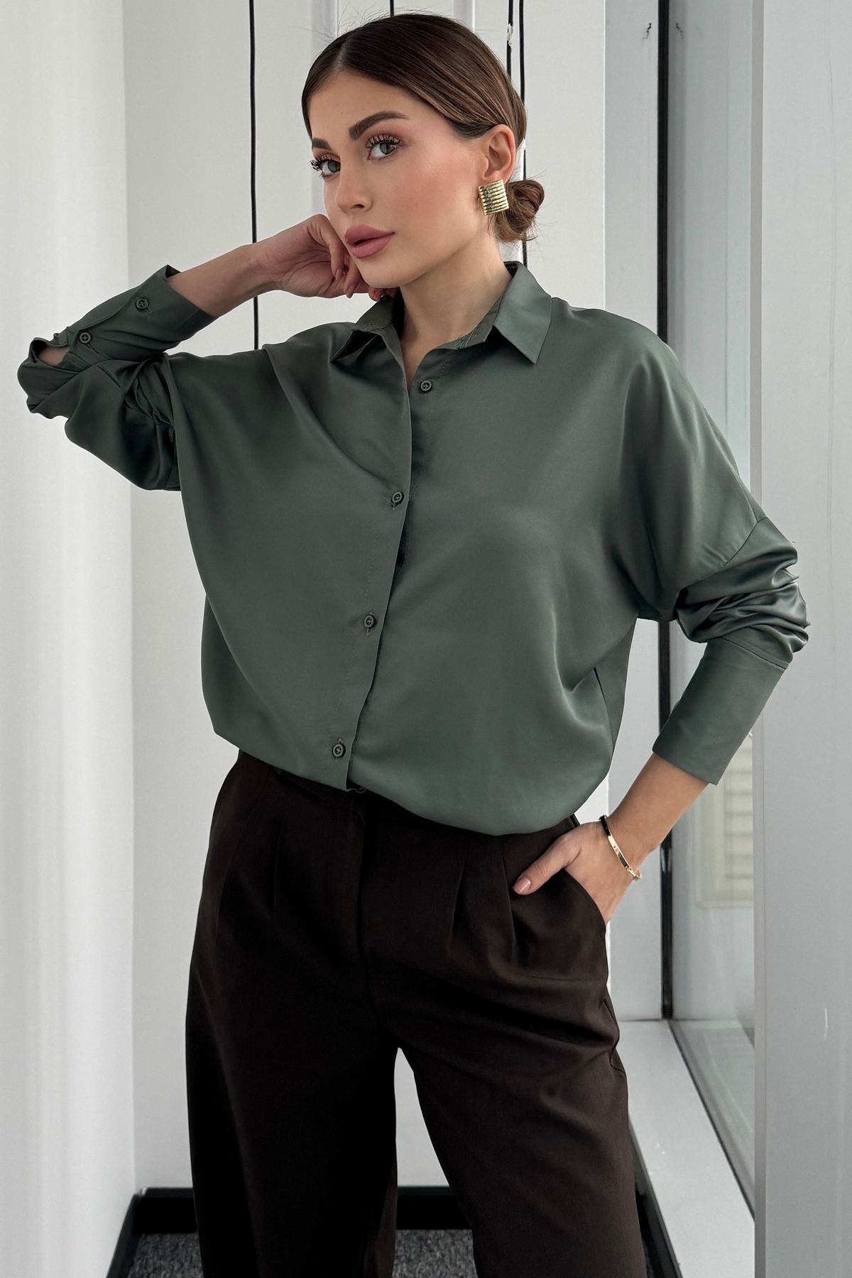 Pamuk Saten Basic Gömlek 5515N