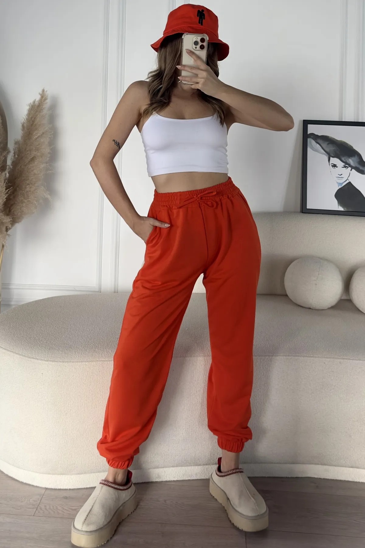 Soft Touch Penye Jogger TS9926 - turuncu