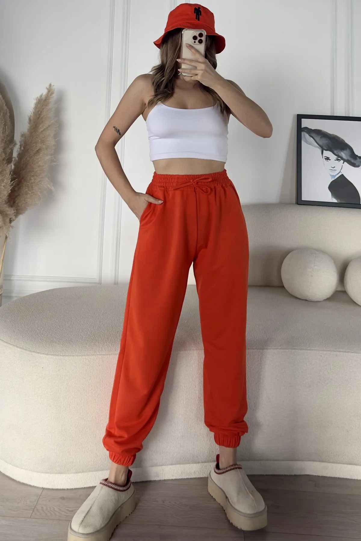 Soft Touch Penye Jogger TS9926 - turuncu
