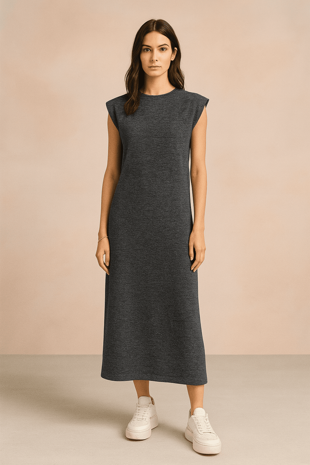 Linda Vatkalı Basic Elbise DF6768 - antrasit