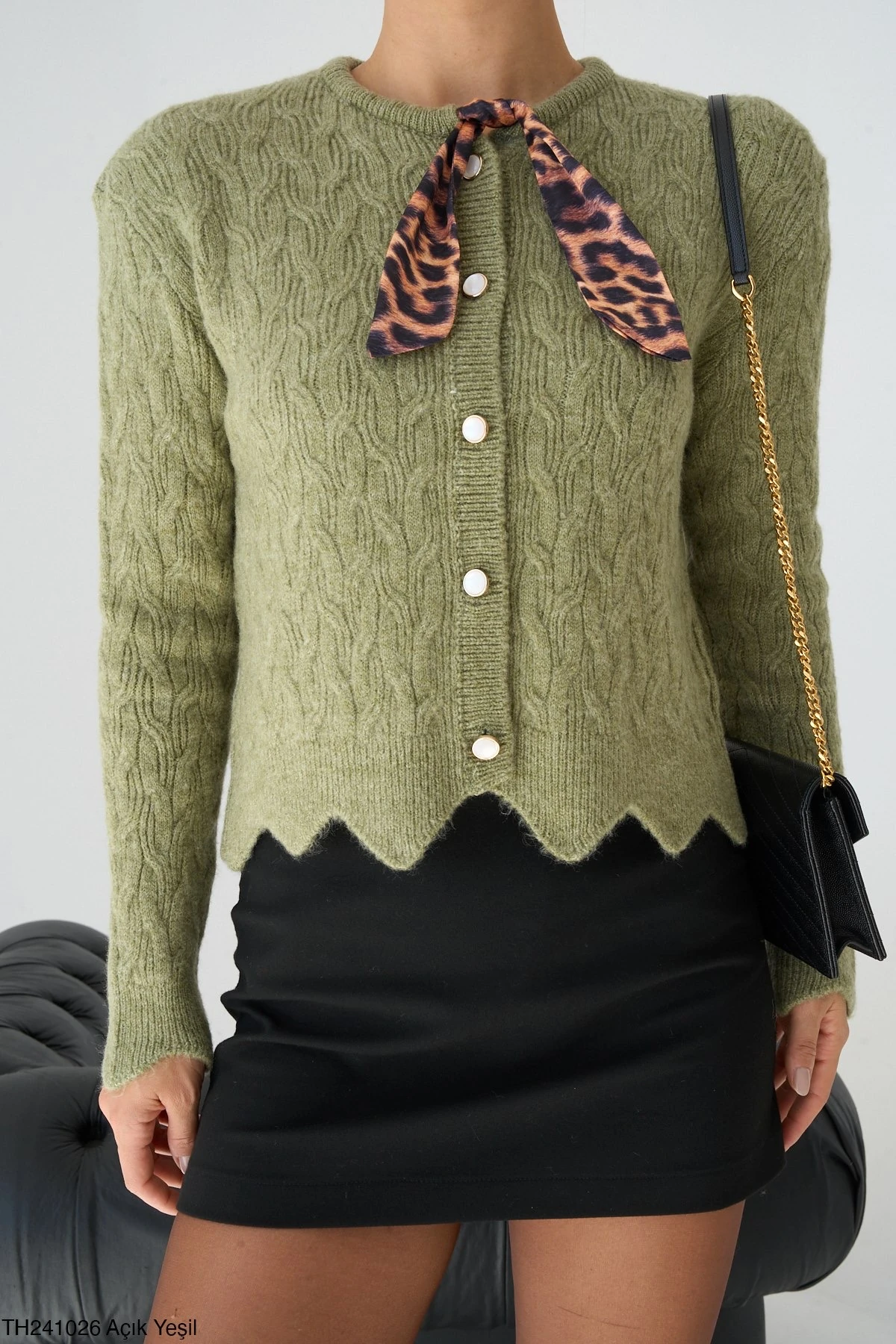 Premium Seri Flarlı Triko B5022 - açık yeşil