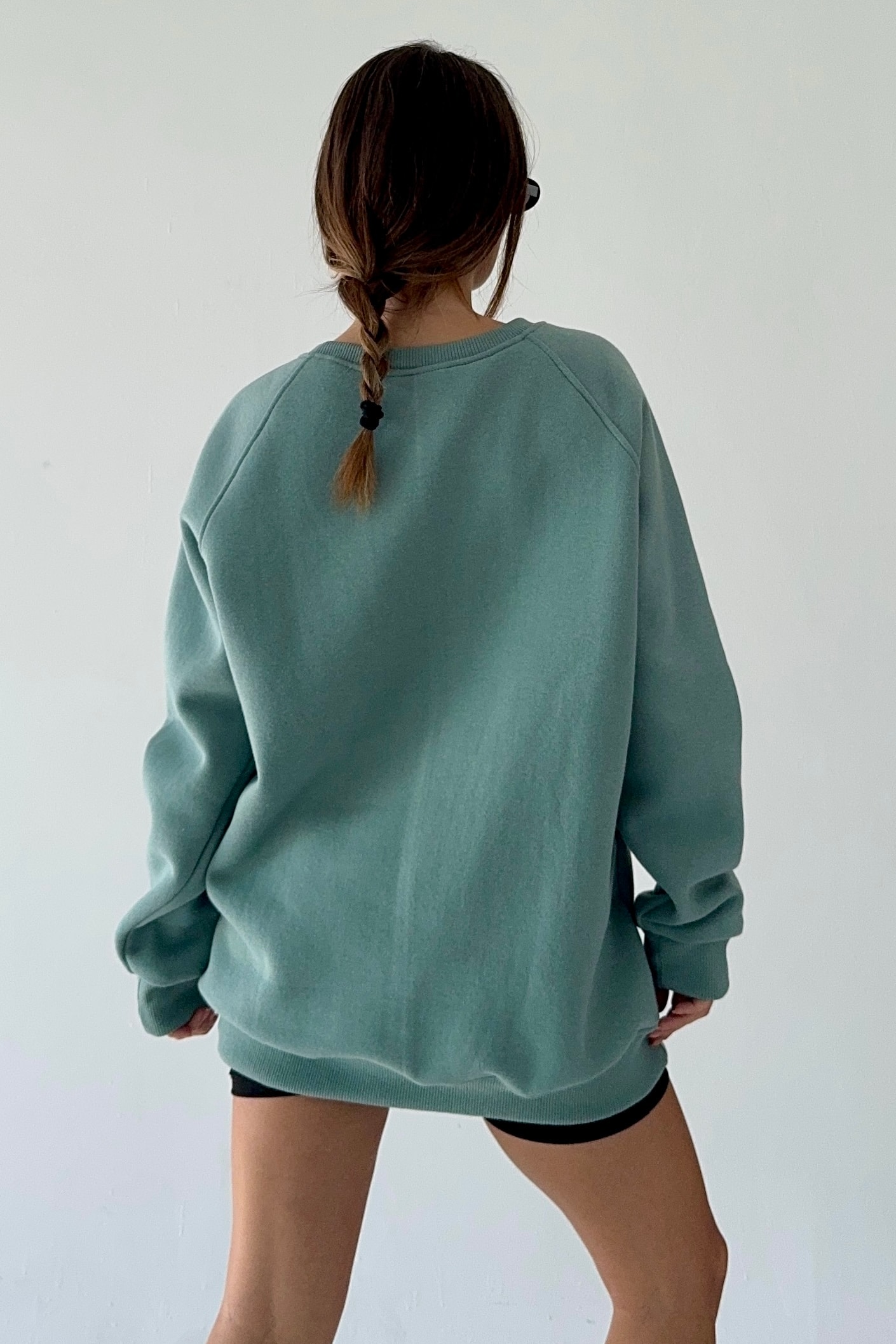 İçi Polarlı Kalın Üç İplik Oversize Sweatshirt BB090882 - mint yeşil