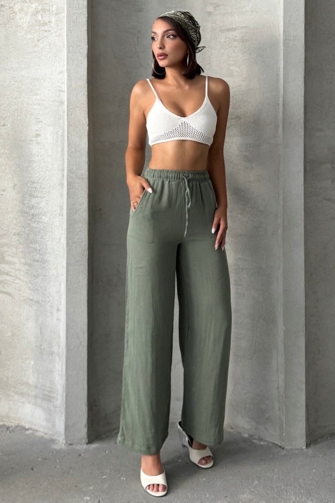 Maldiv Müslin Pantolon MS2272 - Haki