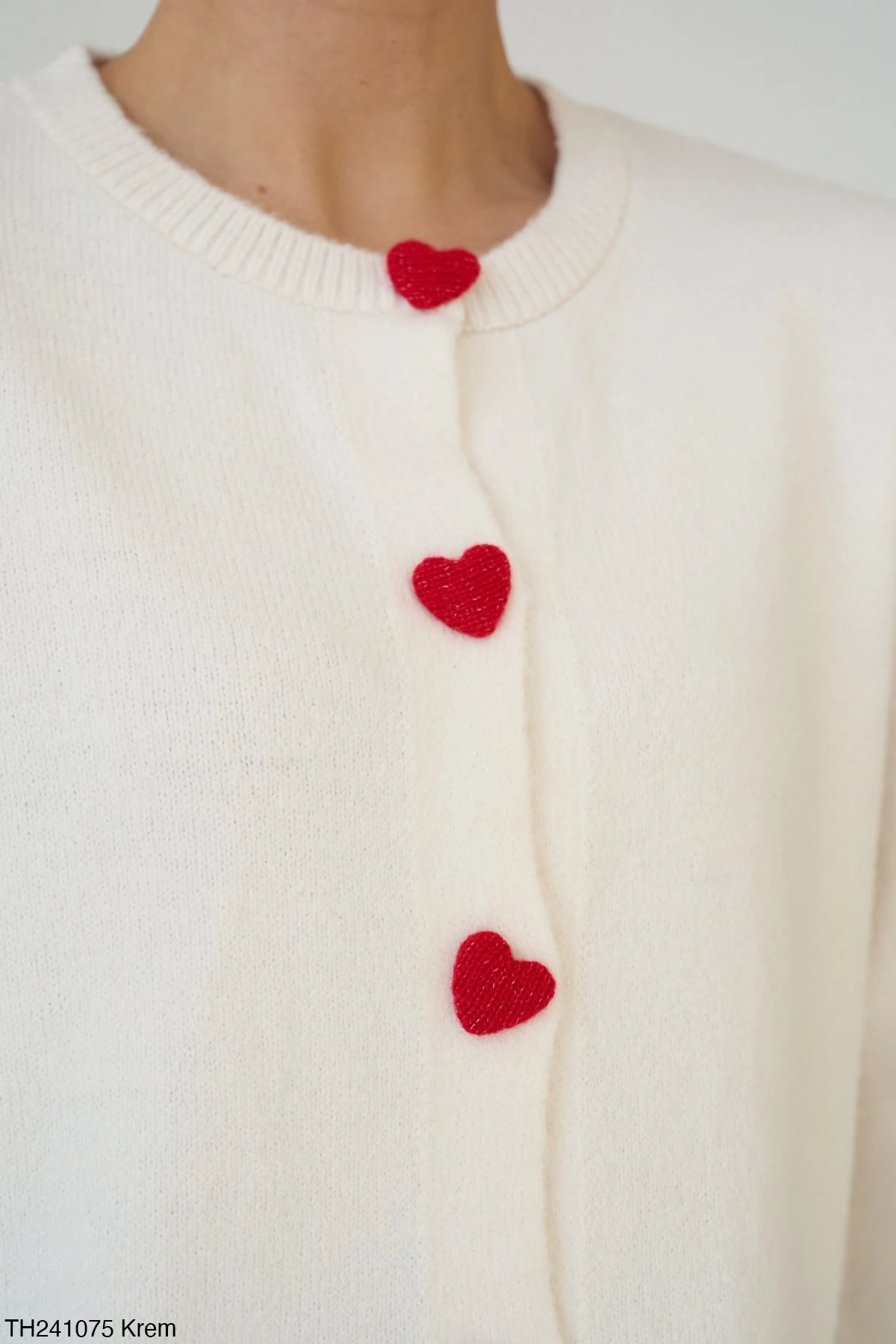 Premium Seri Kalp Düğmeli Ceket  B6130 - beyaz