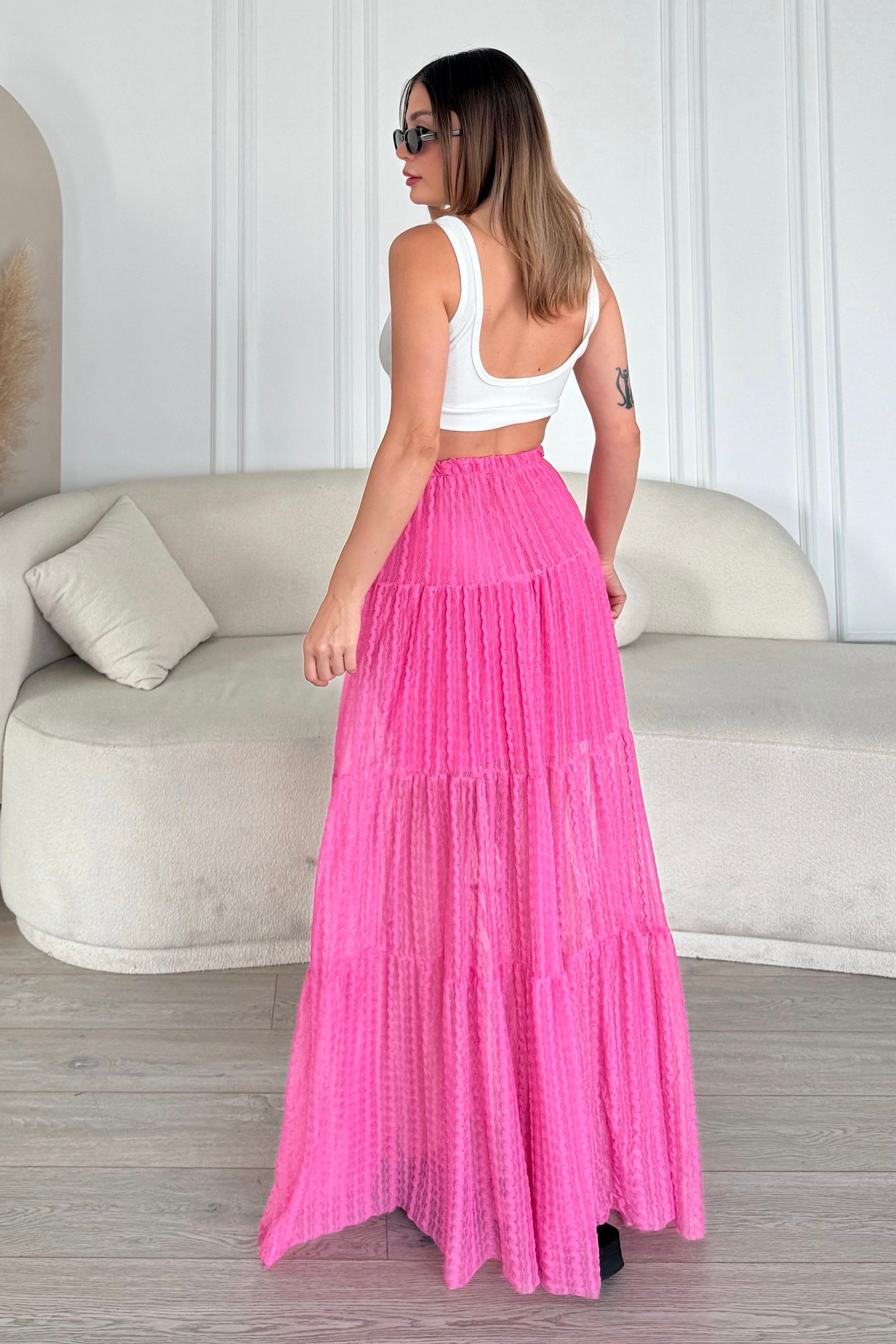 Maxi Boy Dantel Etek (Astarlı) HT1033 - pembe