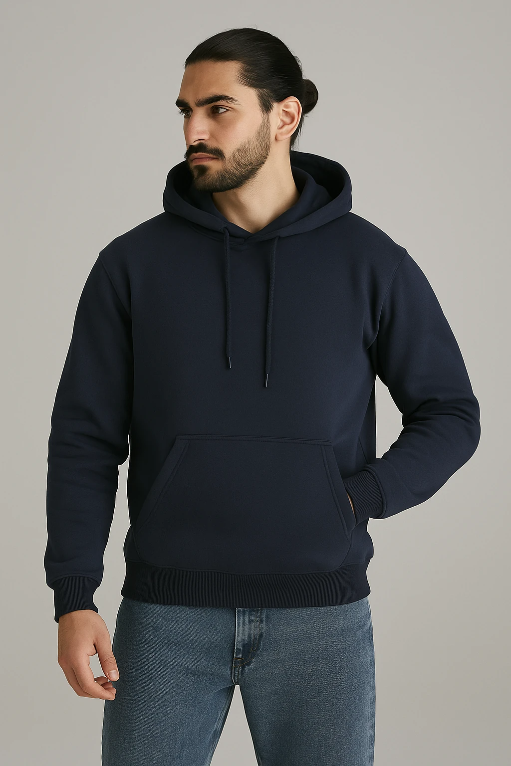 Kalın Üç İplik Kanguru Sweatshirt K5469 - lacivert