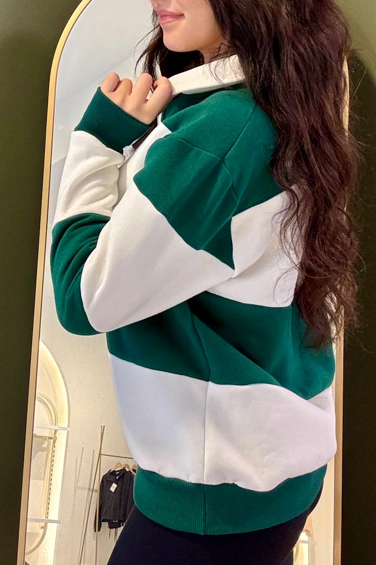 Kalın Çizgili Marin Sweatshirt M3641 - yeşil