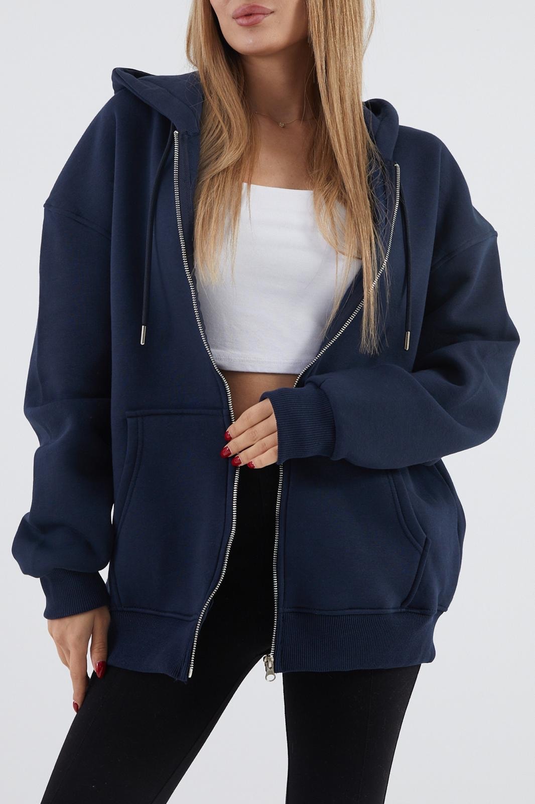 İçi Polarlı Kalın Sweatshirt ZN4545 - lacivert