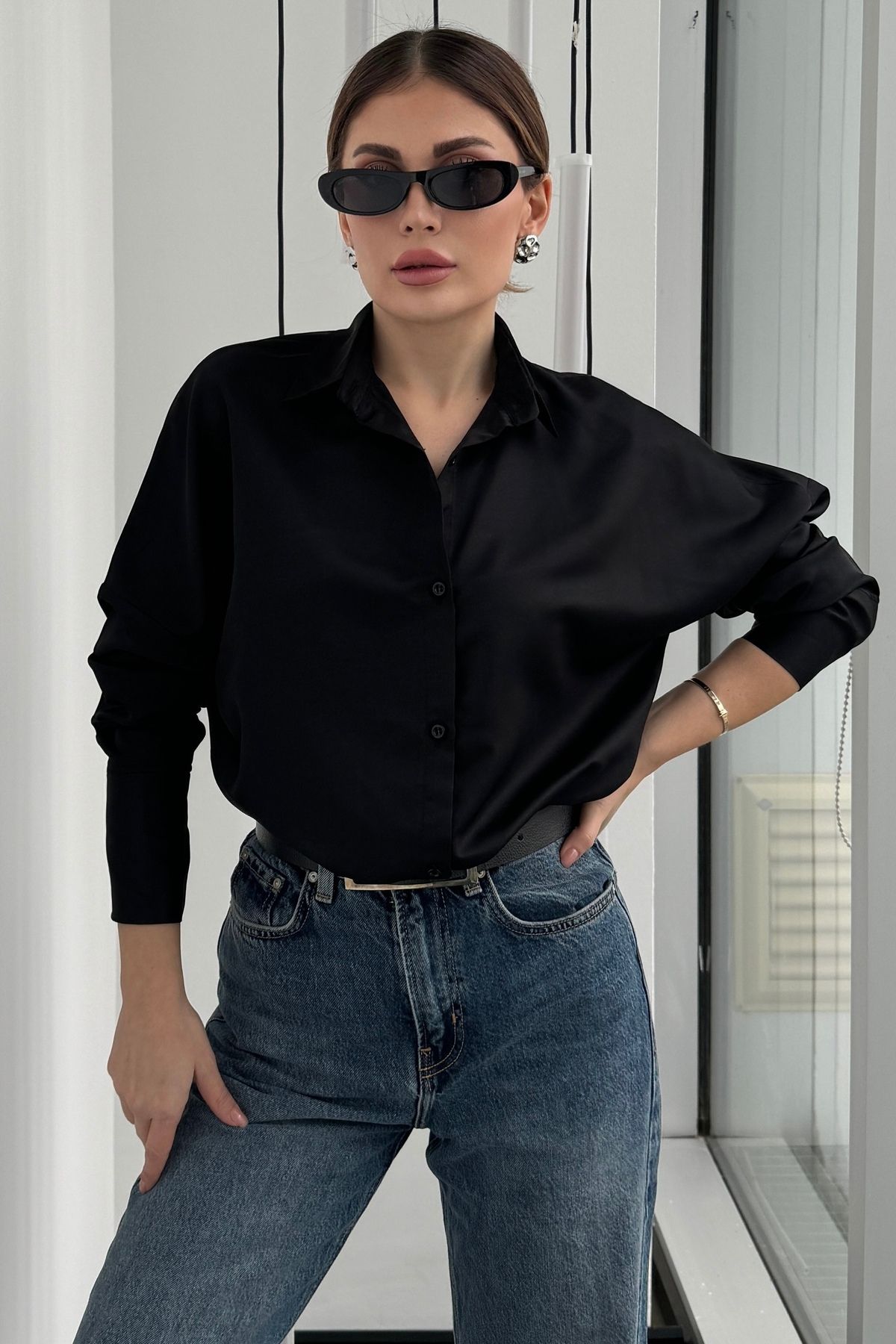 Pamuk Saten Basic Gömlek 5515N