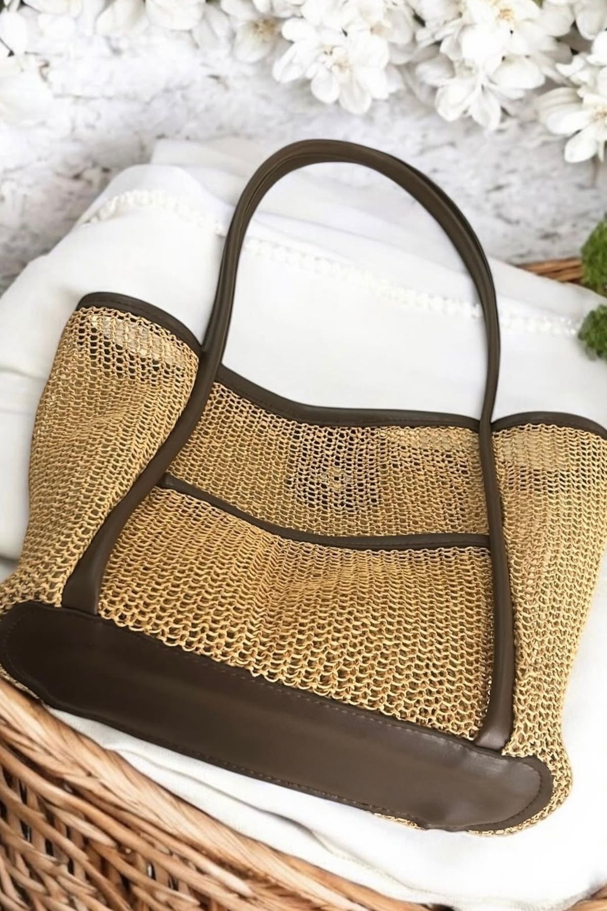 Premium Seri Günlük Hasır Çanta HS4975 - kahverengi