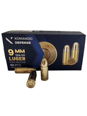 Yerli Mermi - KOMANDO DEFENCE LUGER (124 GRN) ÇELİK KOVAN TABANCA FİŞEĞİ