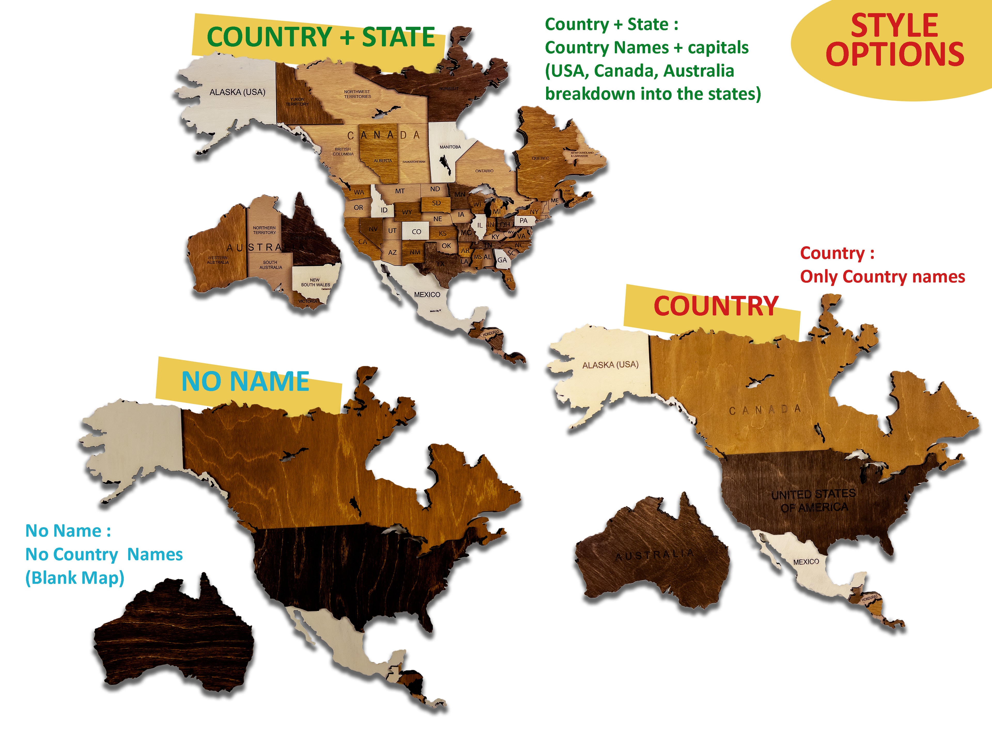 512 Wooden World Map (Brown)