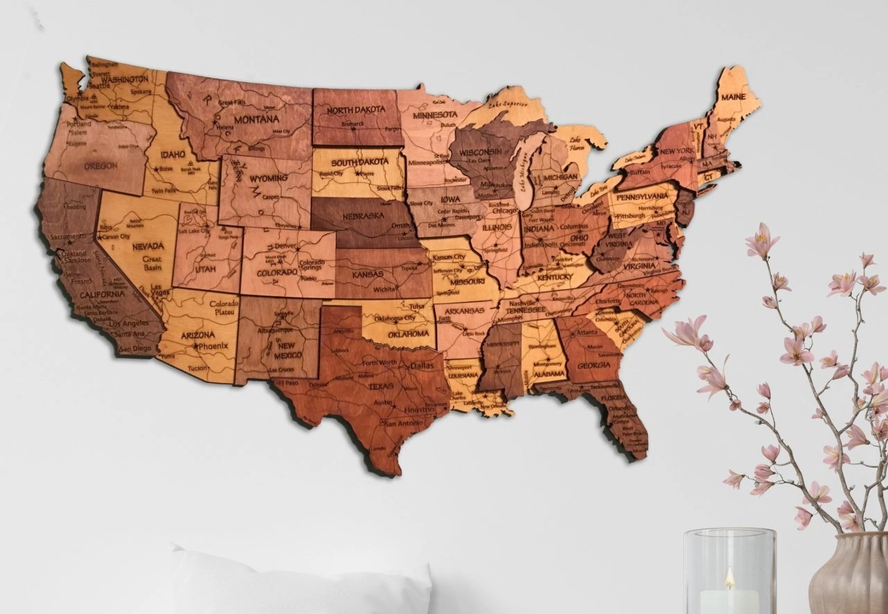 516 - Wooden USA Map