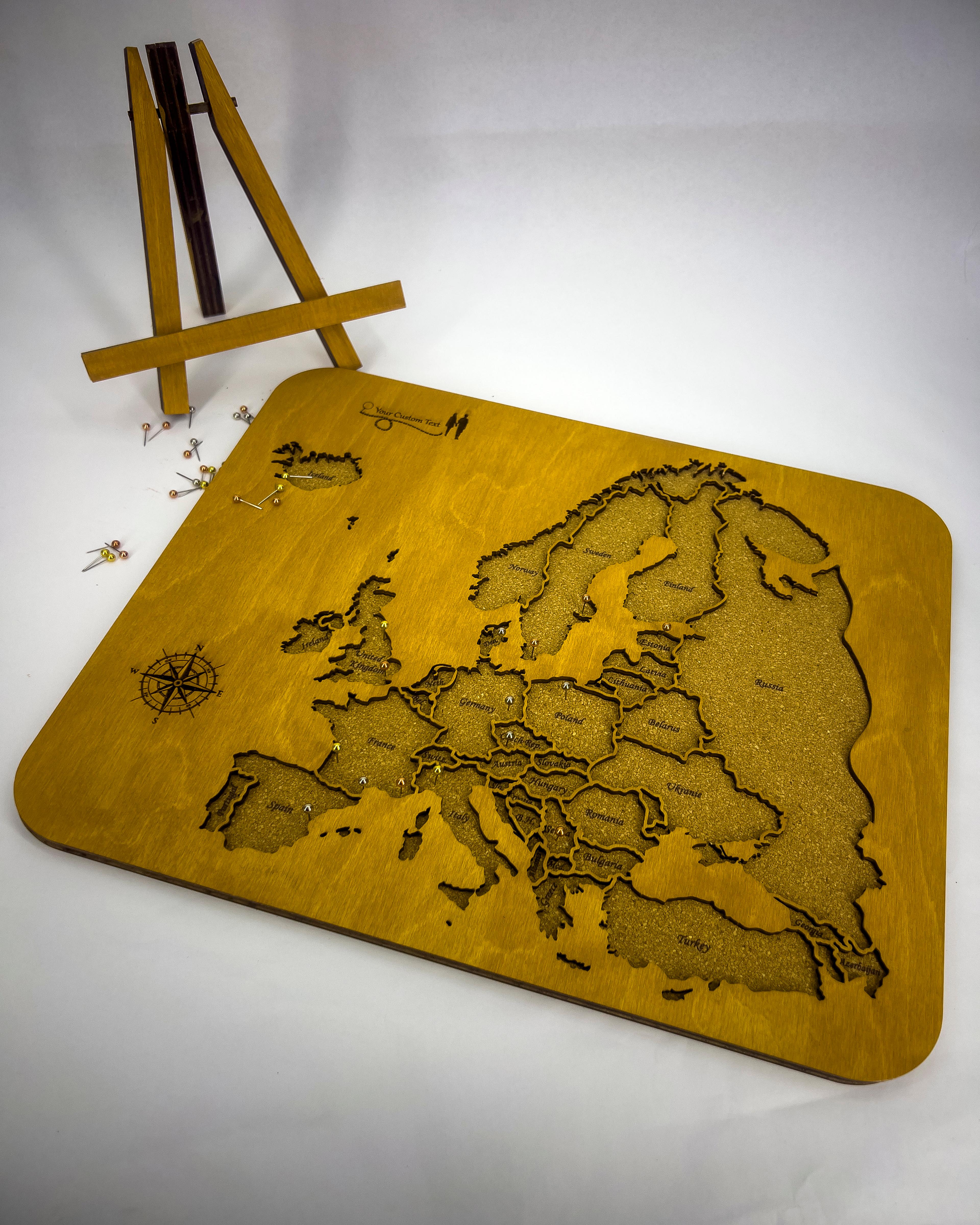 704 - Masaüstü Avrupa Haritası (Ahşap ve Mantar)