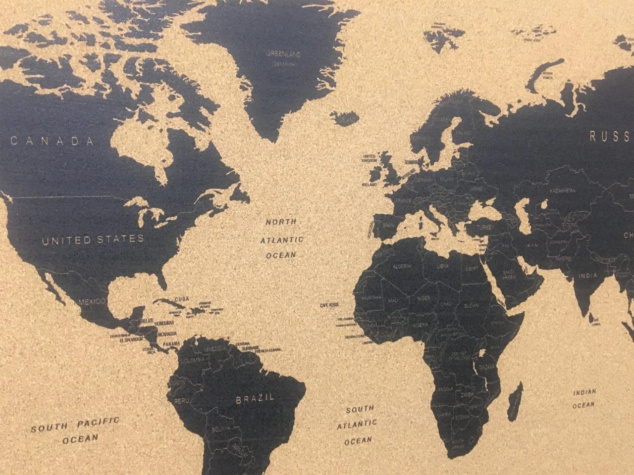 112 -  Cork World Map - All Black