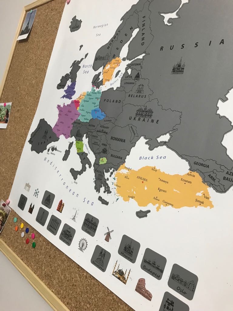 308 Gez-Kazı Avrupa Haritası - Kazınabilir Harita