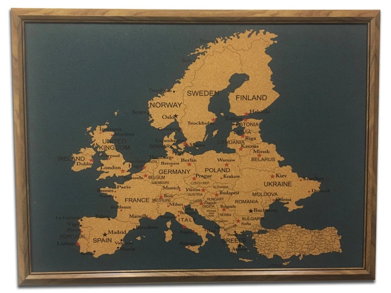 Cork Europe Map - Blue