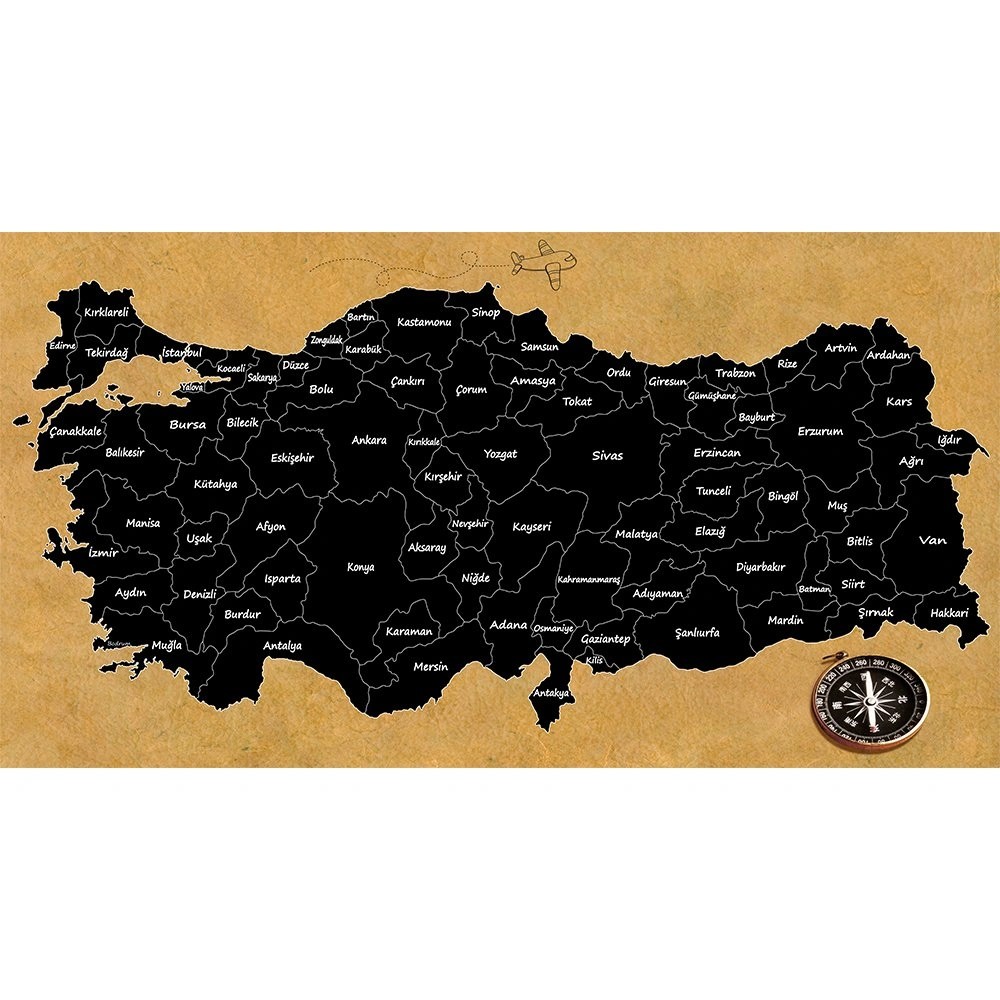 107 - Mantar Türkiye Haritası (Siyah)