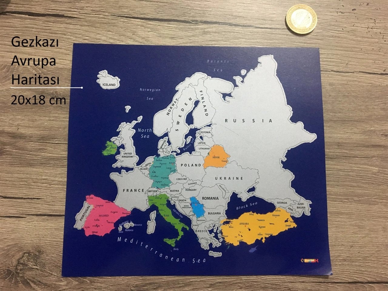 310 Gez-Kazı Avrupa Haritası - Kazınabilir Harita