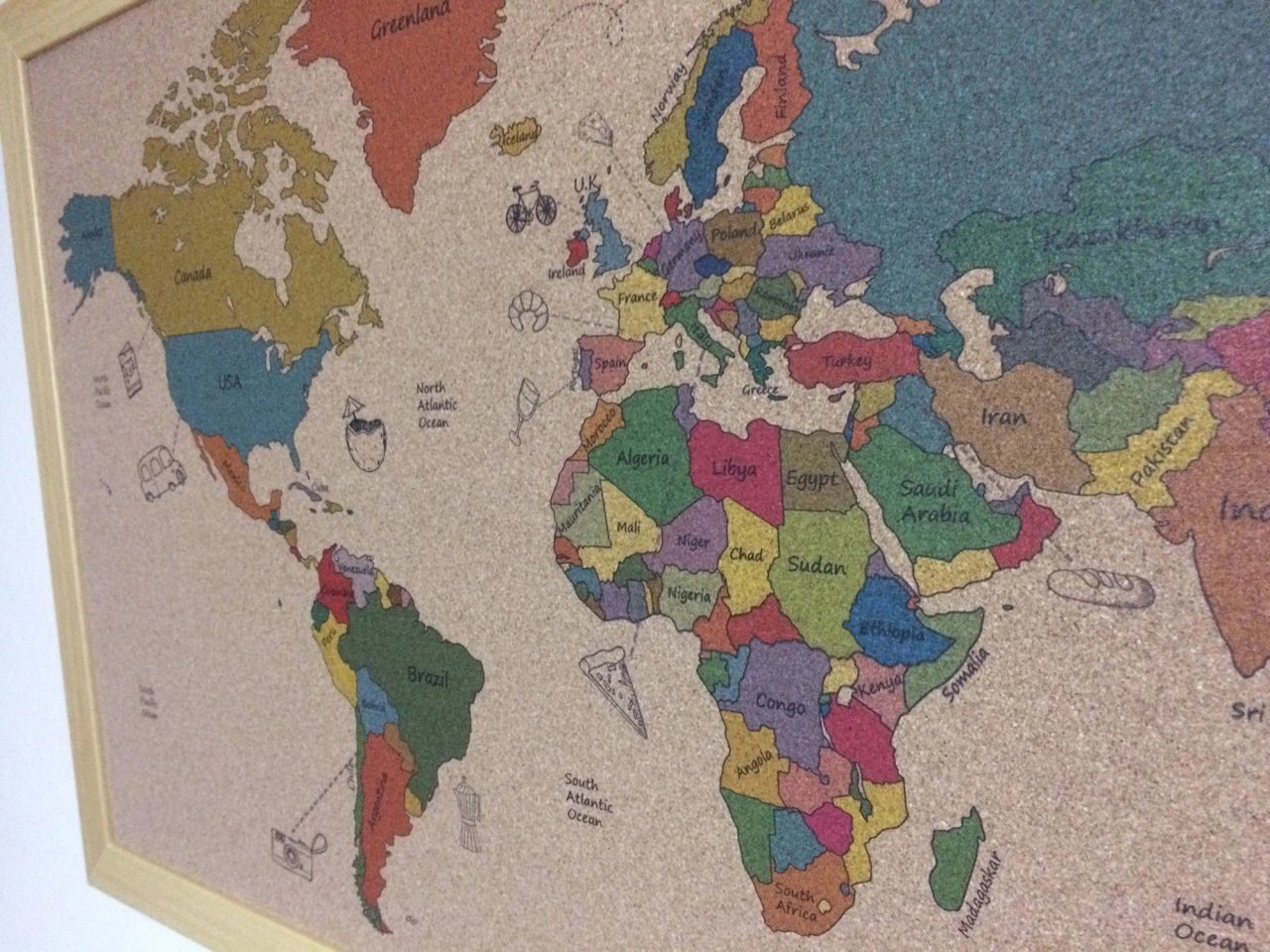 111 - Cork World Map - Colourful