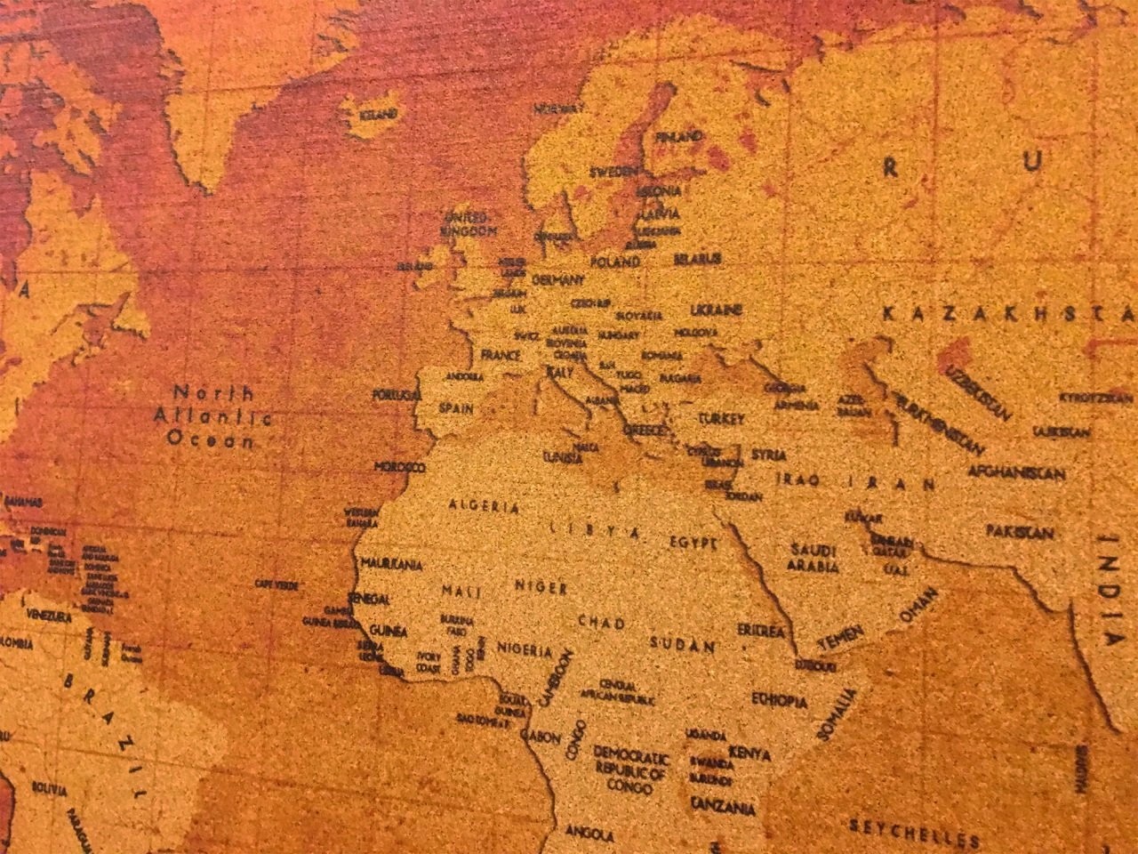 105 - Cork World Map - Vintage Model