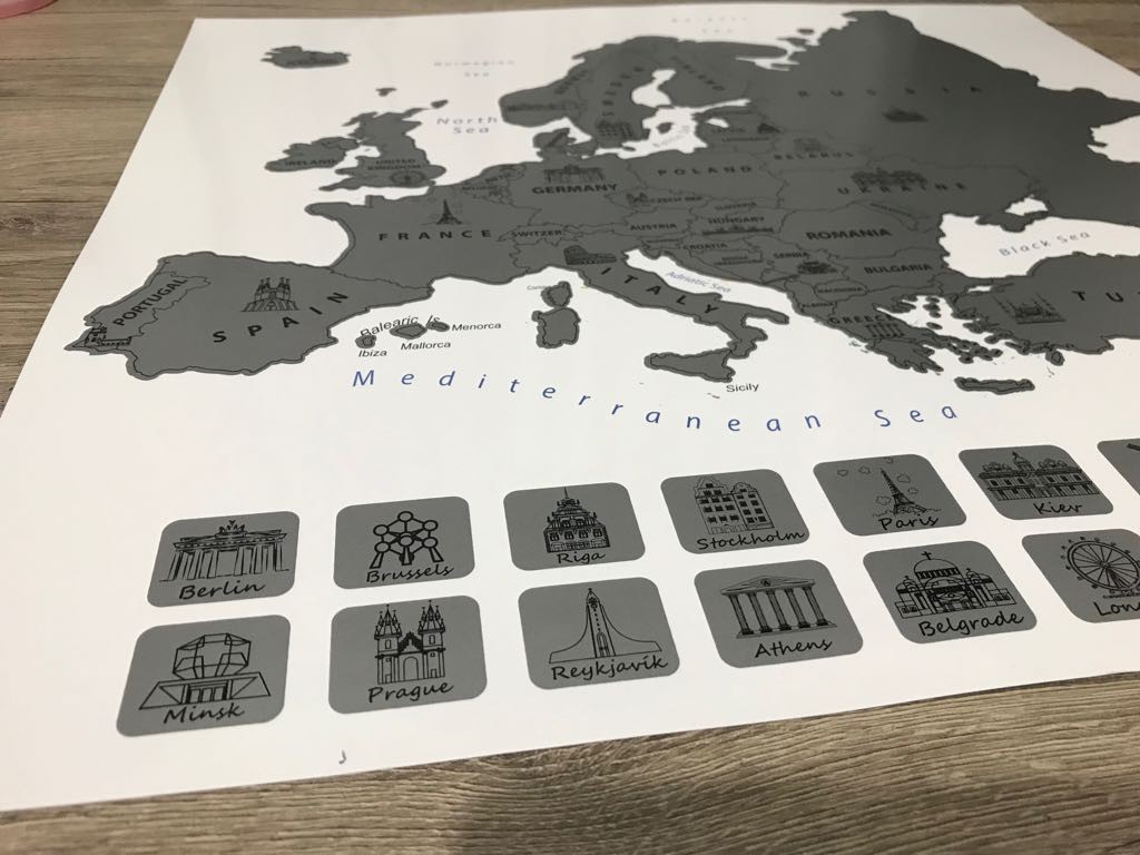 308 Gez-Kazı Avrupa Haritası - Kazınabilir Harita