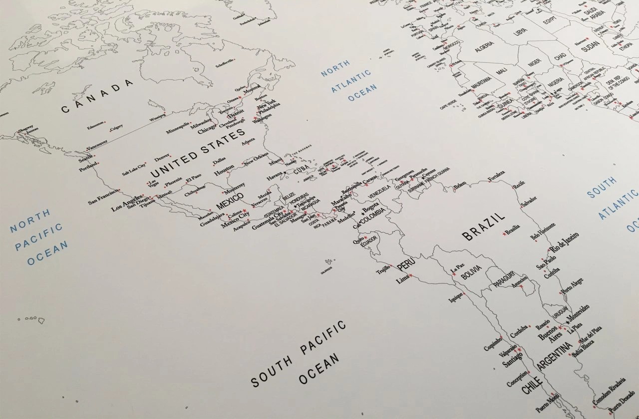 802 - Gez-Boya Beyaz Dünya Haritası (Renksiz)