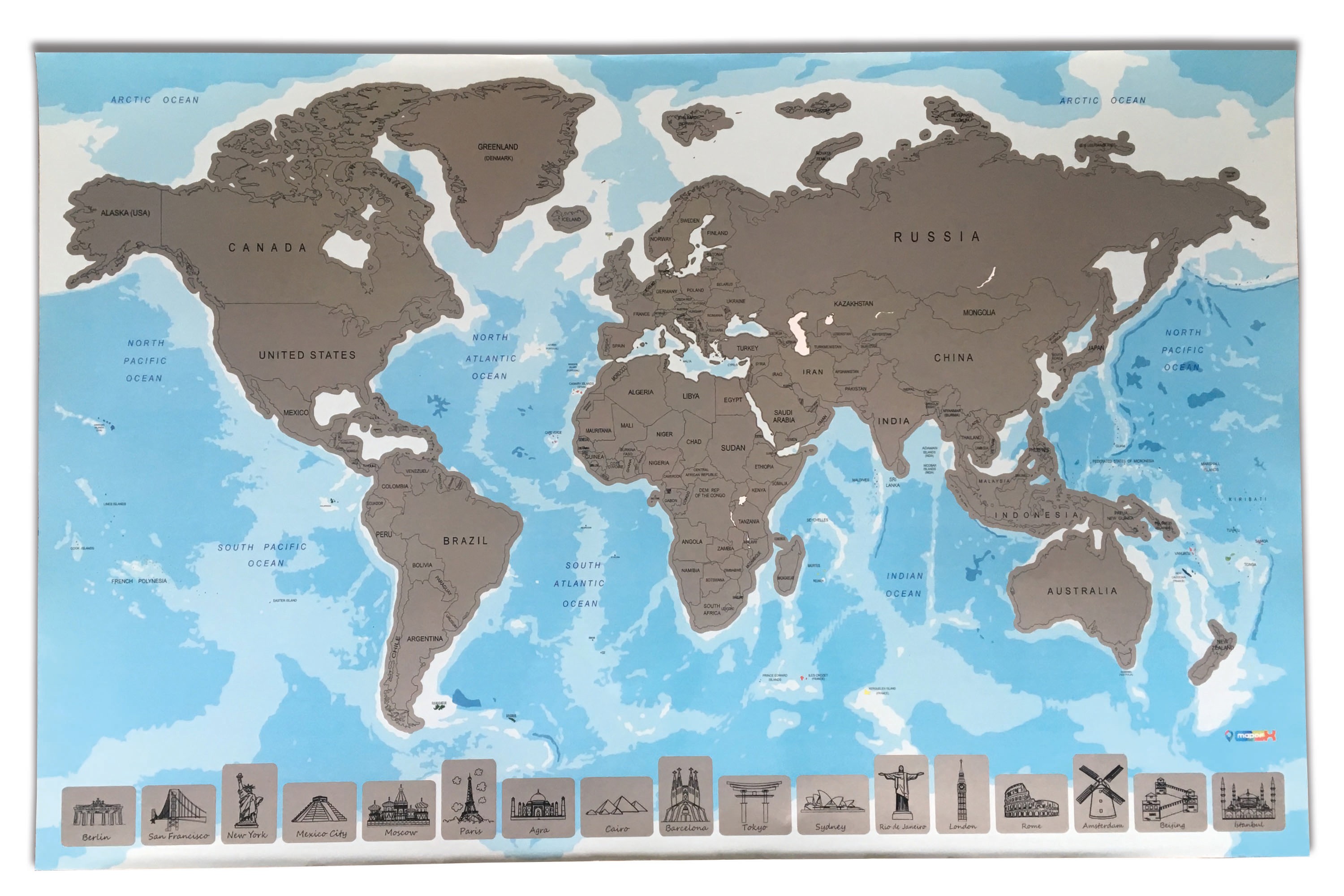 312 Gez-Kazı Dünya Haritası - Kazınabilir Harita
