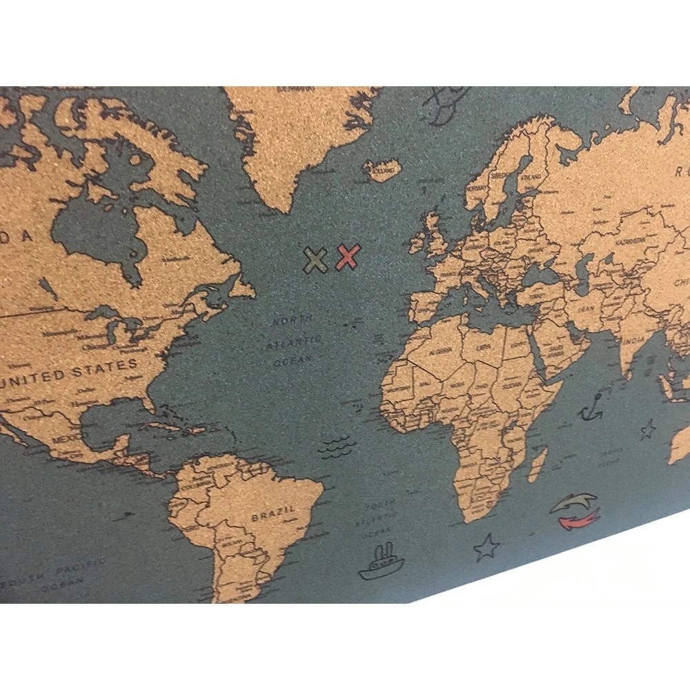 Cork World Map - Blue Edition