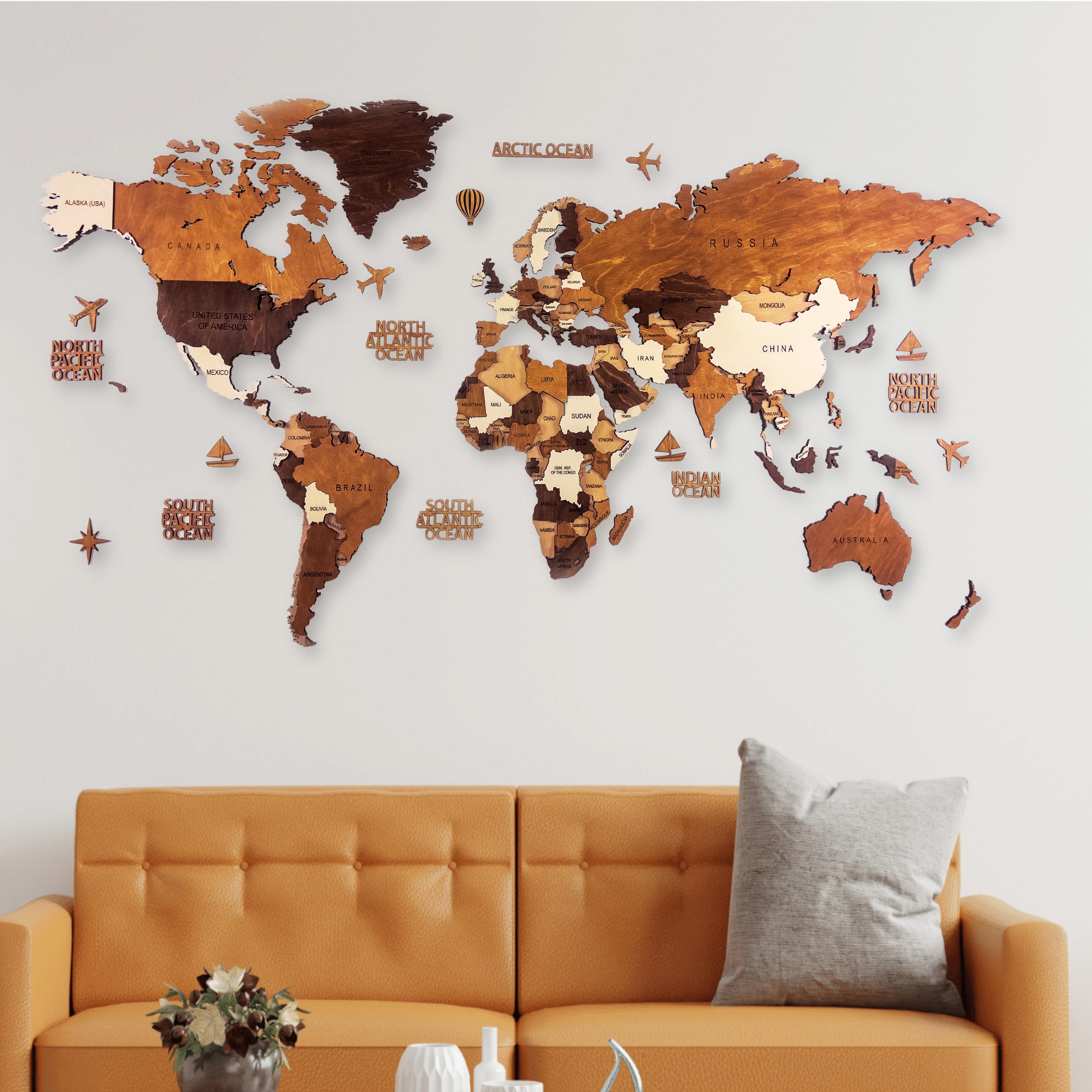 512 - Wooden World Map (Brown)