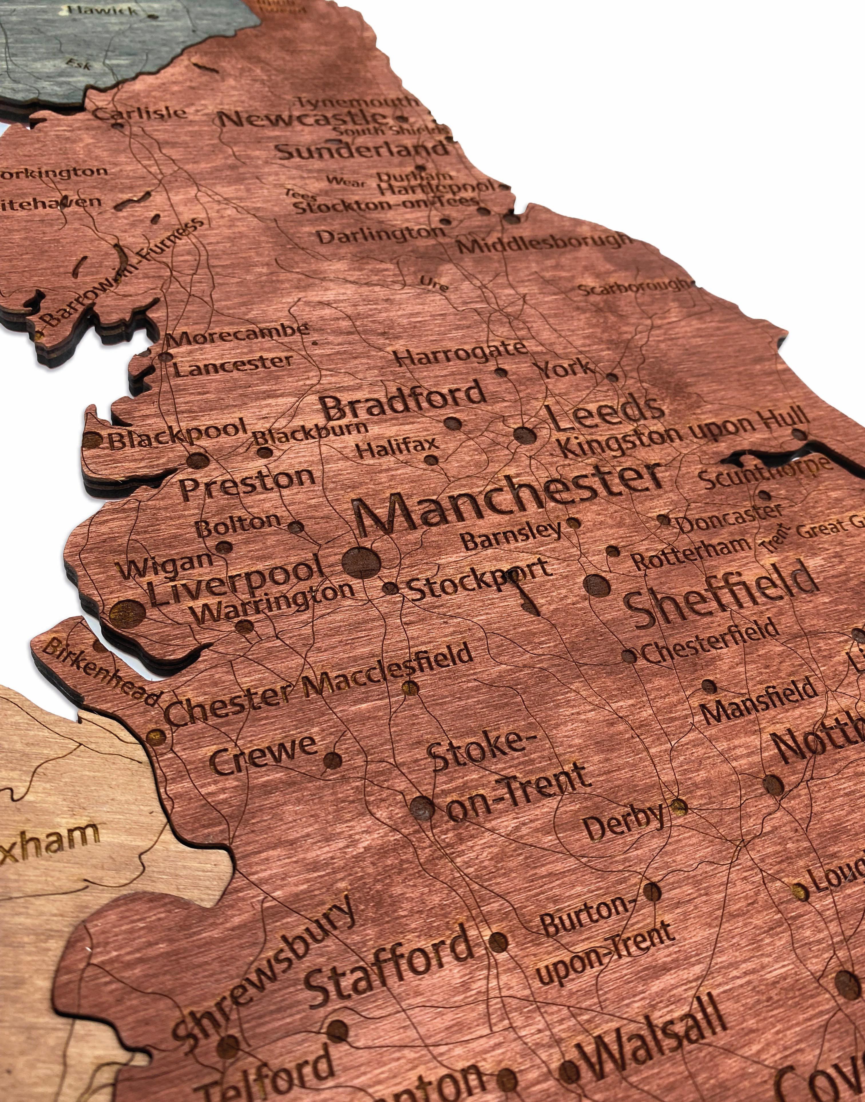 Wooden United Kingdom Map