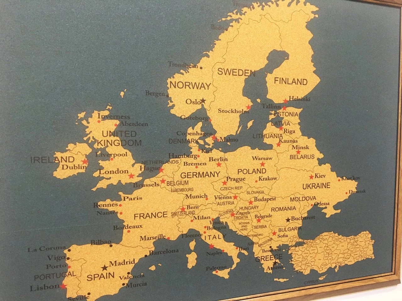 Cork Europe Map - Blue